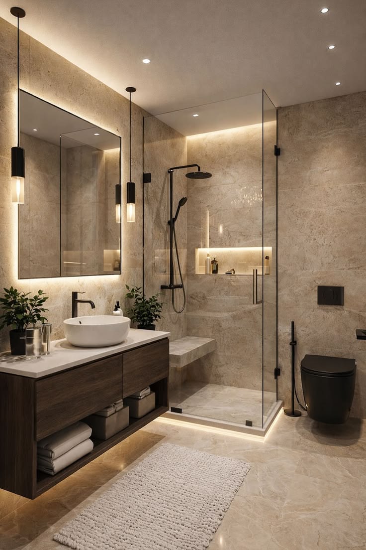 تشطيب حمامات مودرن فندقية - شركة Ibuilding